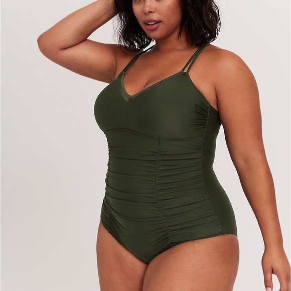 torrid Other - Torrid Green Rushed Swimsuit NWT torrid Other - Torrid Green Rushed Swimsuit NWT